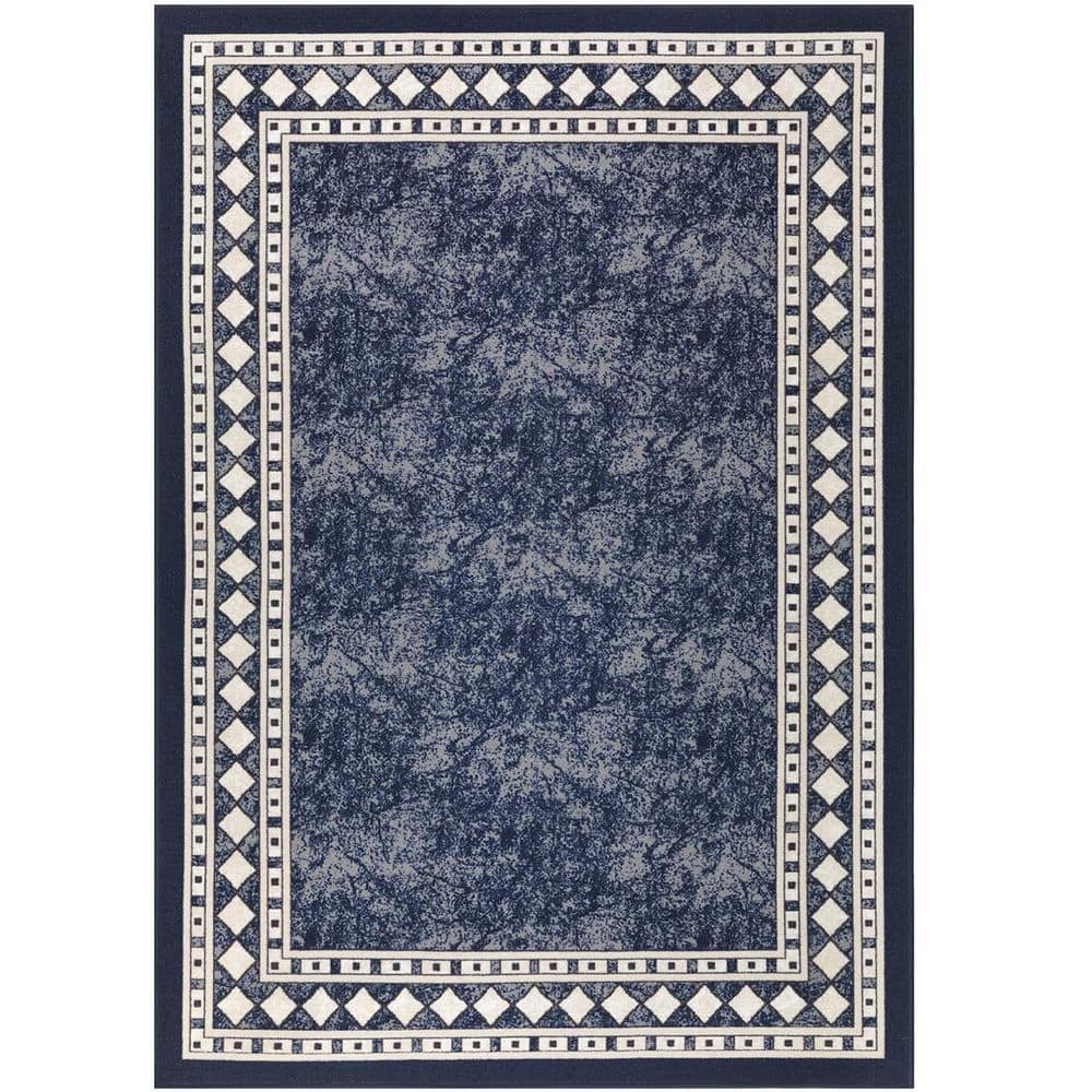 Blue Polypropylene 5 ft. x 7 ft. Geometric Indoor/Outdoor Area Rug