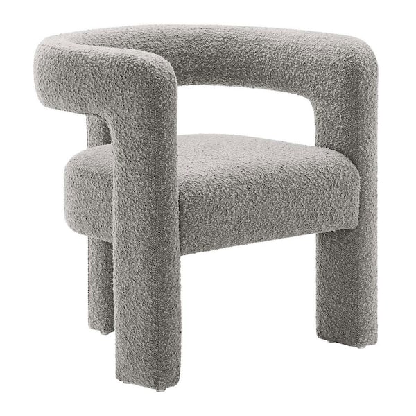 MODWAY Kayla Boucle Upholstered Armchair in Light Gray