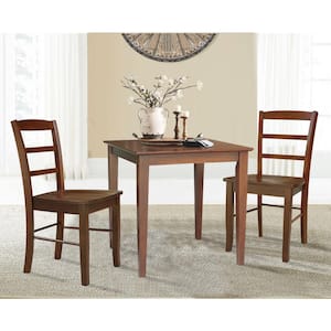 Emma 3-Piece 30 in. Espresso Square Solid Wood Dining Set with Madrid Chairs