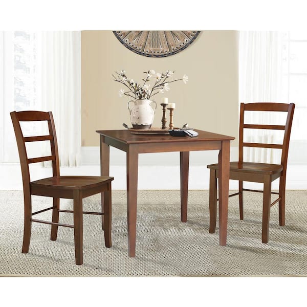 International Concepts Emma 3-Piece 30 in. Espresso Square Solid Wood Dining Set with Madrid Chairs