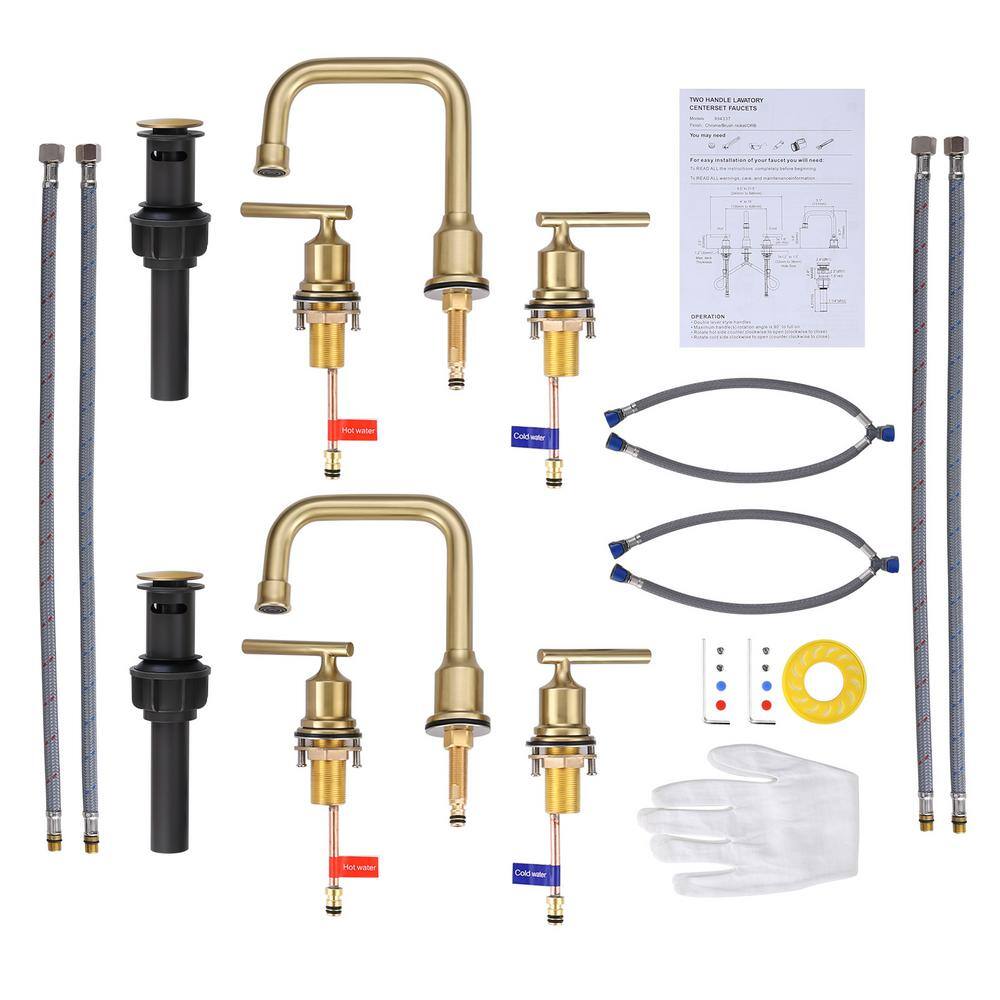 Brushed Gold 8-Inch Widespread Double Handle Bathroom Faucet Set