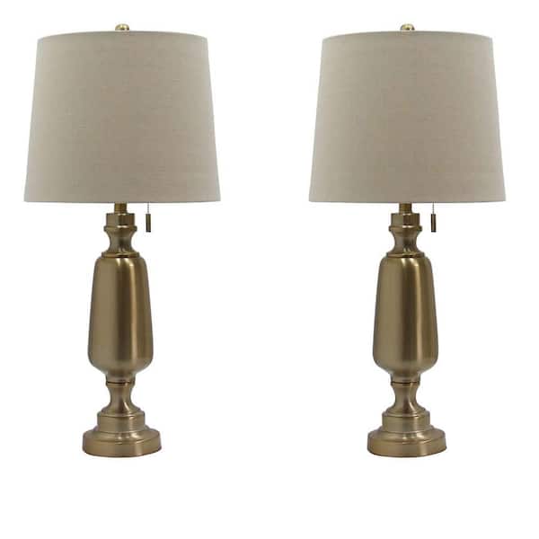 Fangio Lighting Cory Martin 30.5 in. Antique Brass Table Lamp (2-Pack)