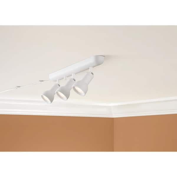 Hampton Bay 1.9 ft. 3-Light White Integrated LED Plug-in Track Lighting Kit Fixture