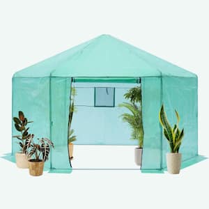 13 ft. x 13 ft. x 9 ft. Walk-in Greenhouse Hexagonal Upgrade Reinforced Frame Reinforced Thickened Plastic Greenhouse
