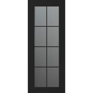 Vona 18 in. x 80 in. 8-Lite No Bore Solid Core Frosted Glass Black Matte Wood Composite Interior Door Slab