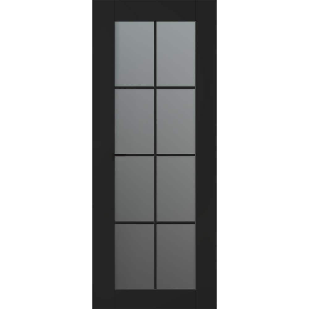 Vona 28 in. x 96 in. 8-Lite No Bore Solid Core Frosted Glass Black Matte Wood Composite Interior Door Slab price history on PriceWatchPro