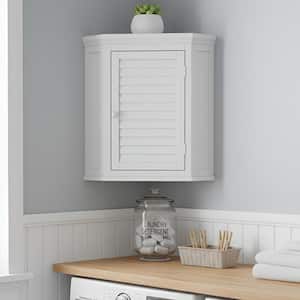 Glancy 22.5 in W. x 24 in. H Bathroom Storage White Removable Corner Wall Cabinet