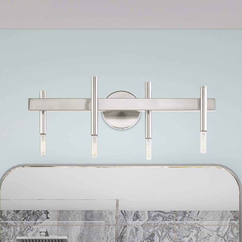 Elegant Denmark 4-Light Vanity Sconce in Brushed Nickel and Bronze