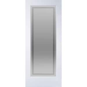 Hamilton 24 in. x 80 in. Solid Hybrid Core Full Lite Decorative Glass Primed Pine Wood Interior Door Slab