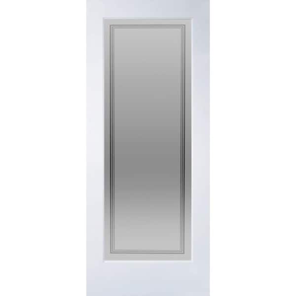 Hamilton 28 in. x 80 in. Full Lite Decorative Glass Primed MDF Interior Door Slab