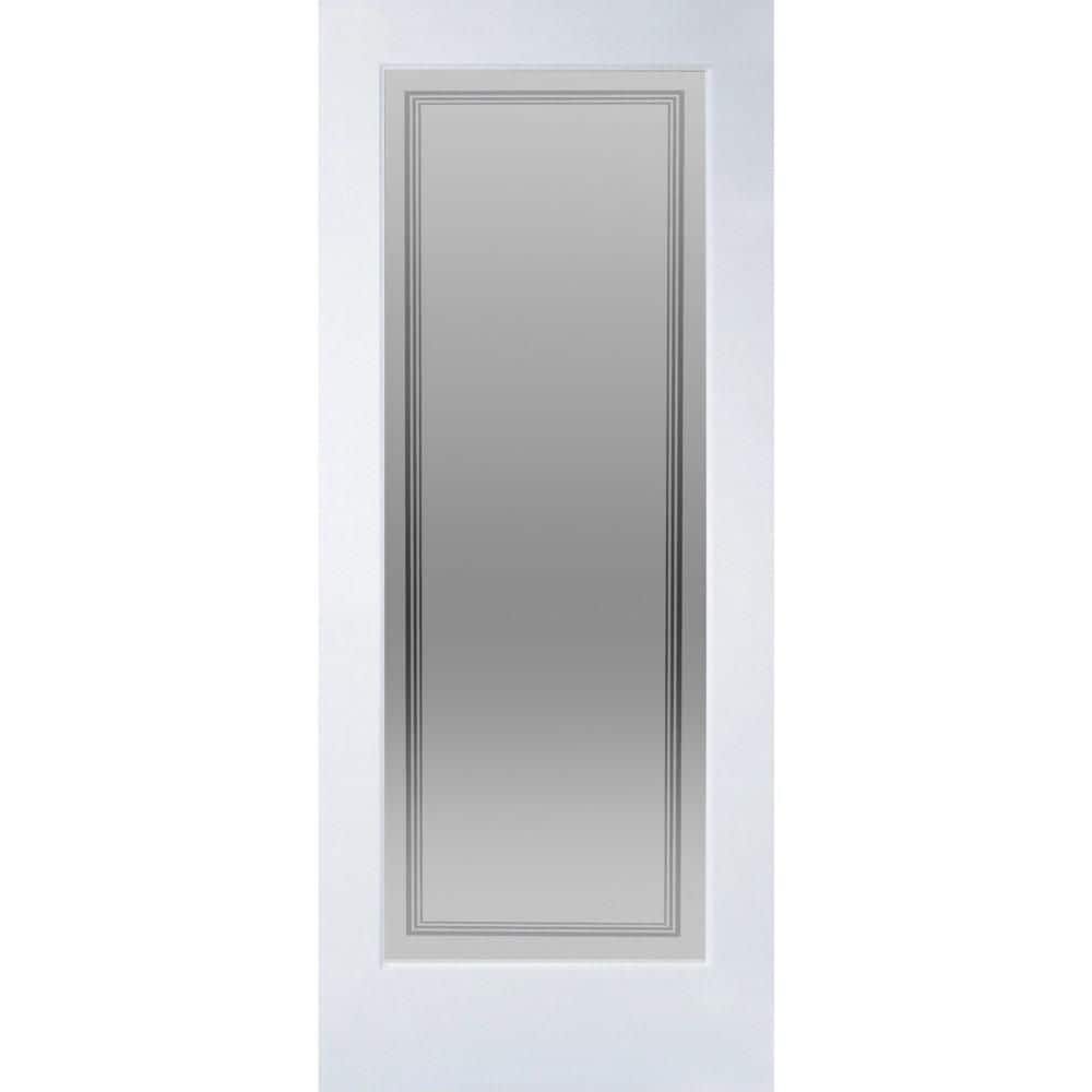 MMI DOOR Hamilton 36 in. x 80 in. Full Lite Decorative Glass Primed MDF ...