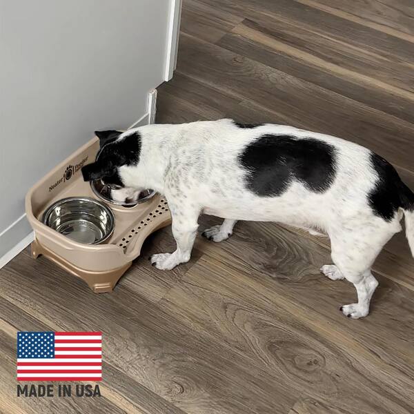 Angel SAR Plastic Mess Proof Dog Bowls Non Tip Pet Food and Water Bowls in Cappuccino