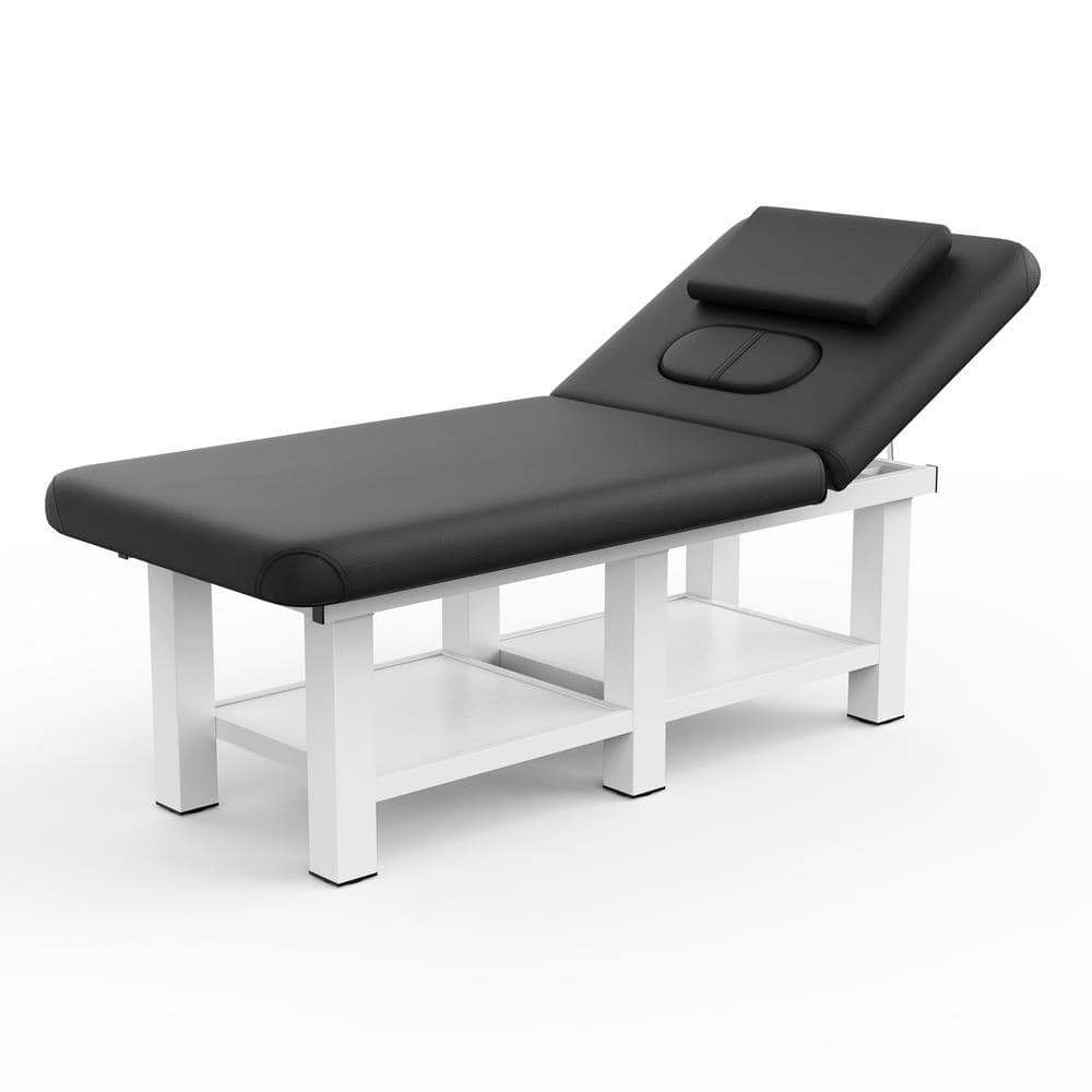 31.5 in. Black Pu Leather Adjustable Height and Incline Segmented Structure Massage Table Modern