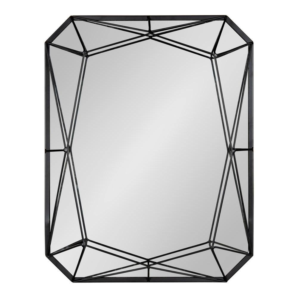 Keyleigh Black Geometric Metal Frame Rectangular Wall Mirror