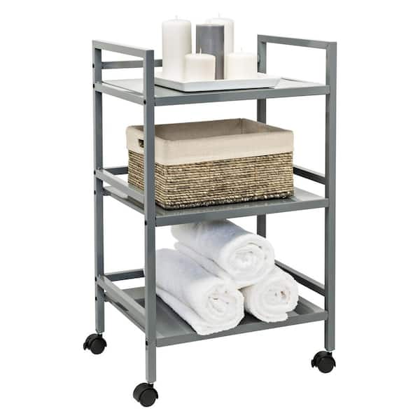 Honey-Can-Do 3-Tier Steel 4-Wheeled Rolling Cart in Gray