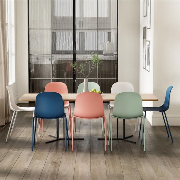 Jamesdar Serena Berry Blue Plastic Stackable Dining Side Chair Set of 4 ...