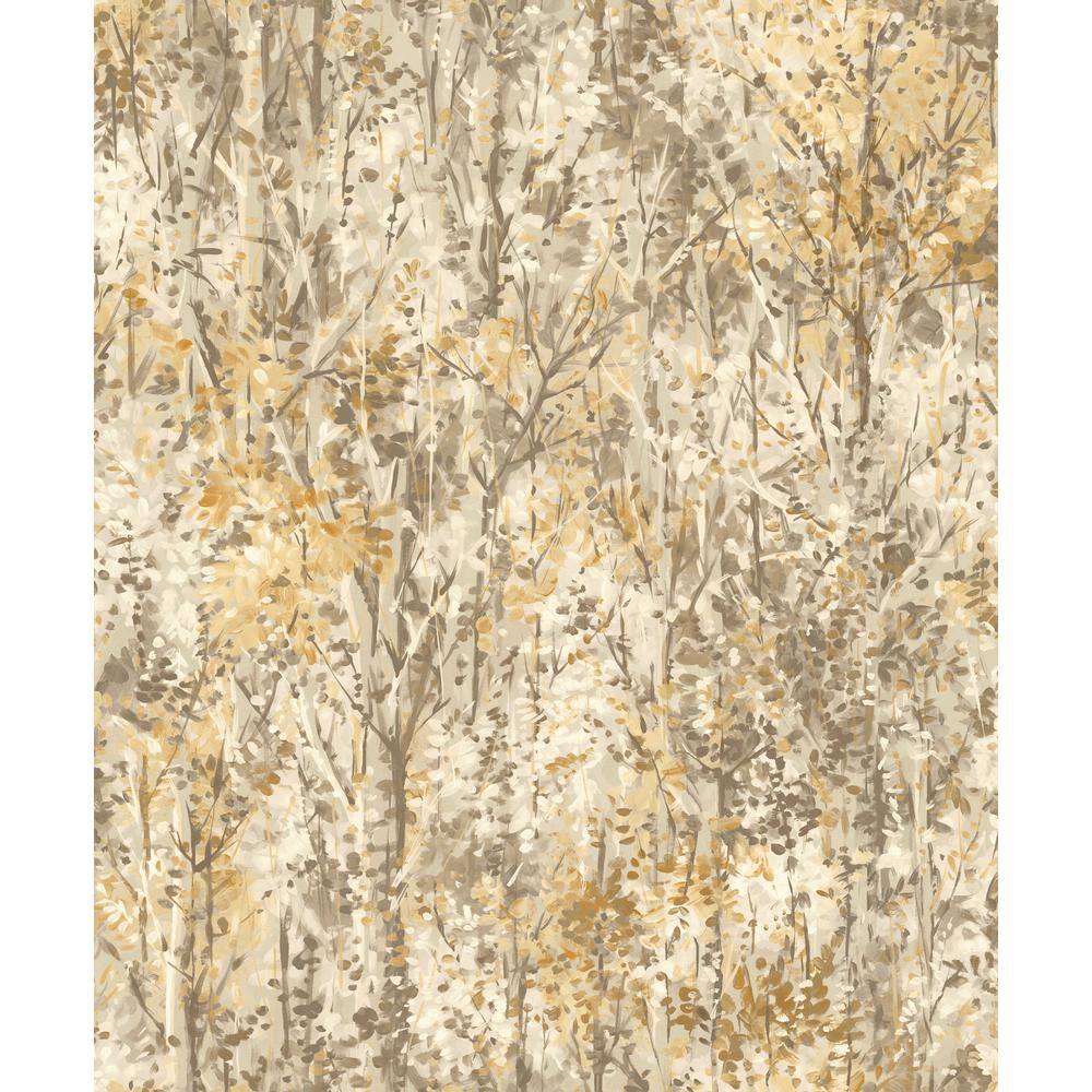 Textured Matte Orange and Beige Forest Wallpaper