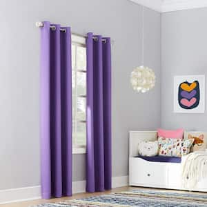 Riley Kids Bedroom 40 in. W x 63 in. L Blackout Grommet Curtain Panel in Purple