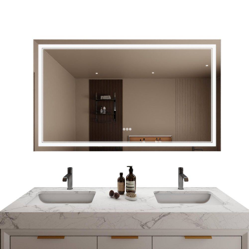 Modern Simplicity 60 in. W x 36 in. H Rectangular Frameless Wall Mounted Bathroom Vanity Mirror in Aluminum price history on PriceWatchPro