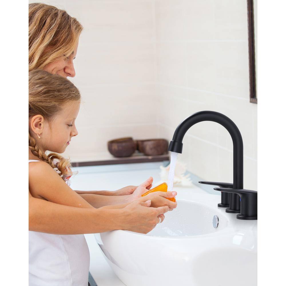 Matte Black Double Handle Widespread Bathroom Faucet