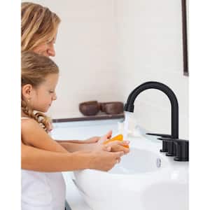 8 in. Widespread Bathroom Sink Faucet with Two Handles in Black