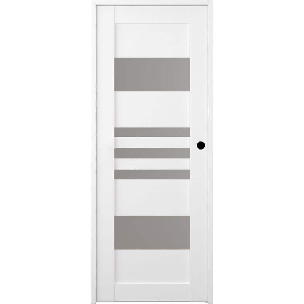 Leti 24 in. x 83.25 in. Left-Hand Frosted Glass Bianco Noble Solid Core Wood Composite Single Prehung Interior Door price history on PriceWatchPro