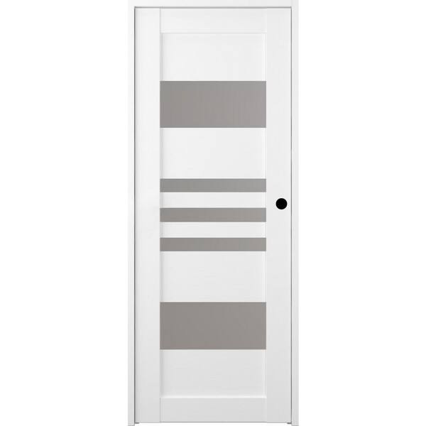 Belldinni Leti 28 in. x 83.25 in. Left-Hand Frosted Glass Bianco Noble Solid Core Wood Composite Single Prehung Interior Door