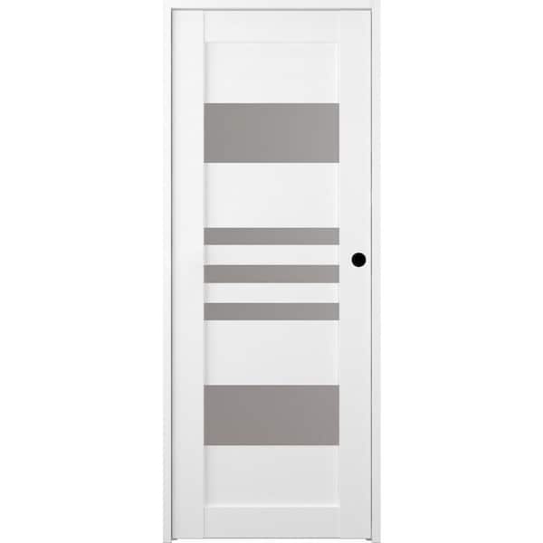 Belldinni Leti 18 in. x 95.25 in. Left-Hand Frosted Glass Bianco Noble Solid Core Wood Composite Single Prehung Interior Door