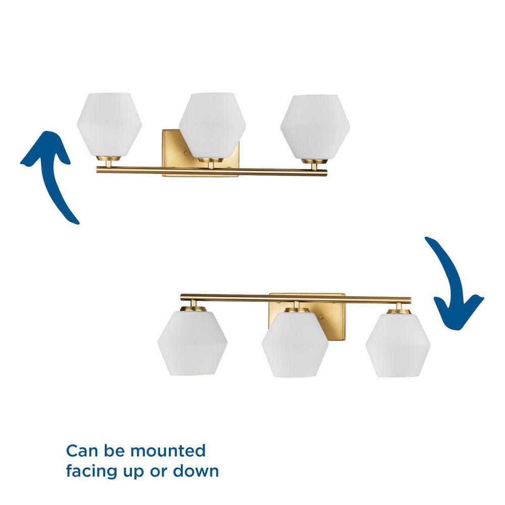 Brushed Gold 24" Vanity Light with Opal Glass Shades