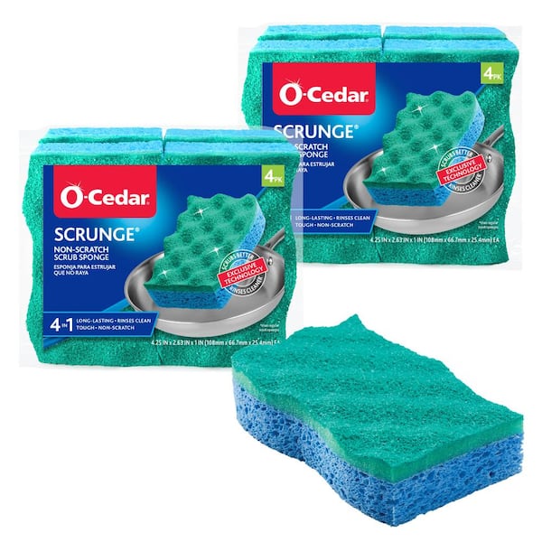 O-Cedar Scrunge Multi-Use No Scratch Sponge (8 Sponges)