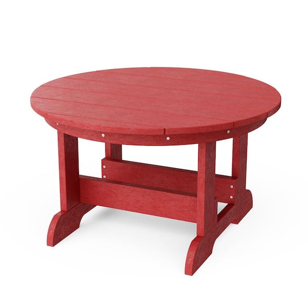Wildridge Heritage 31.5 in. Cardinal Red Round HDPE Plastic Outdoor Conversation Table