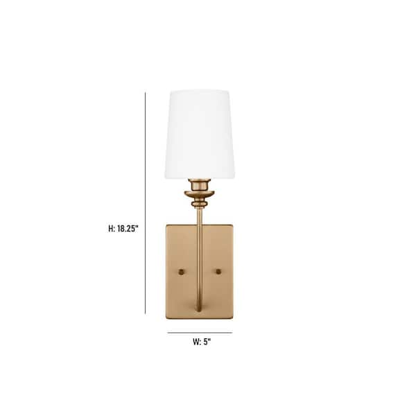 Generation Lighting Bellevue 1-Light Satin Brass Wall Sconce with Frosted  White Glass Shade 4001601-848 - The Home Depot