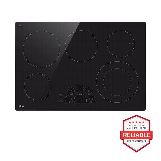 30" Black Ceramic Electric Cooktop with 5 Burners