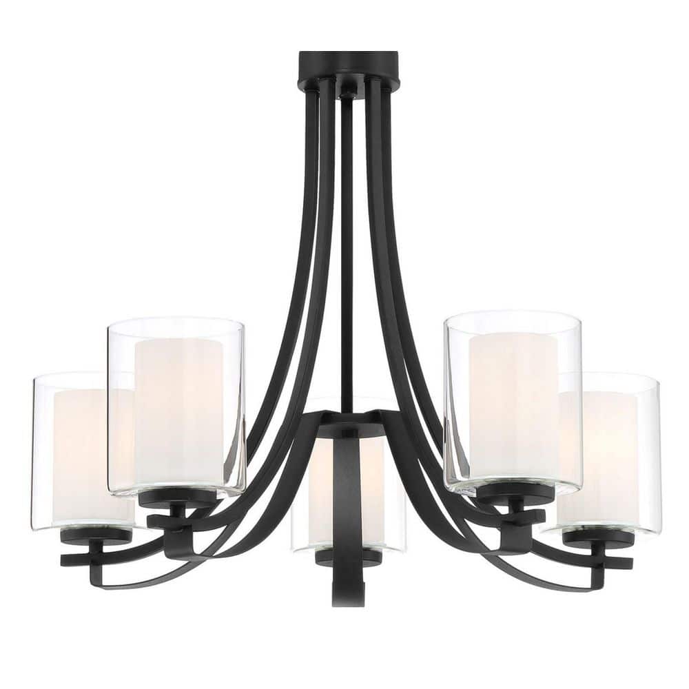 Sand Coal Nickel 5-Light Glass Chandelier Pendant