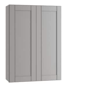 Washington Veiled Gray Plywood Shaker Assembled Wall Kitchen Cabinet 3 Shelves Soft Close 24 in W x 12 in D x 36 in H