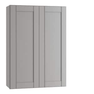 Washington Veiled Gray Plywood Shaker Assembled Wall Kitchen Cabinet 3 Shelves Soft Close 30 in W x 12 in D x 42 in H