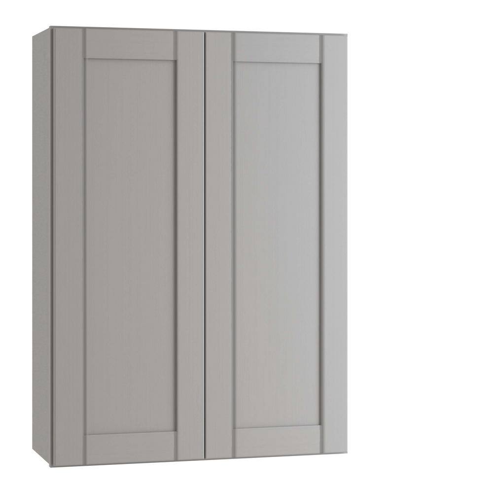 Washington Veiled Gray Plywood Shaker Assembled Wall Kitchen Cabinet 3 Shelves Soft Close 36 in W x 12 in D x 42 in H