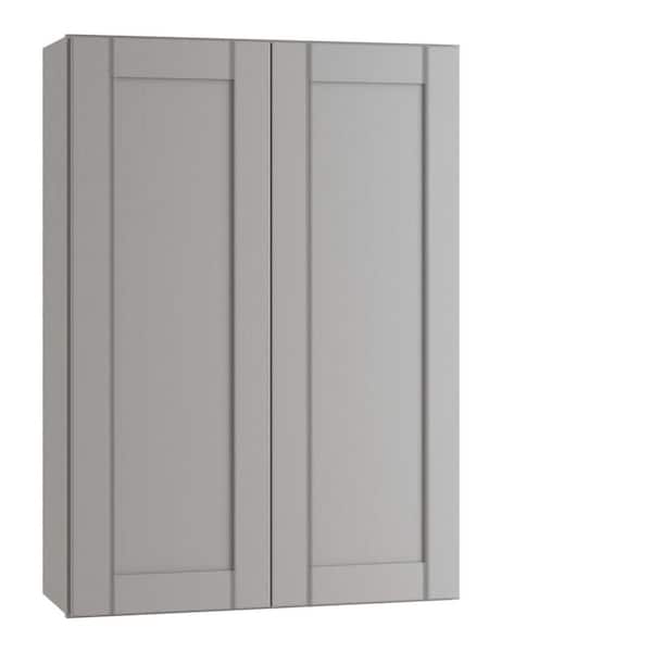 Home Decorators Collection Washington Veiled Gray Plywood Shaker Assembled Wall Kitchen Cabinet 3 Shelves Soft Close 36 in W x 12 in D x 42 in H