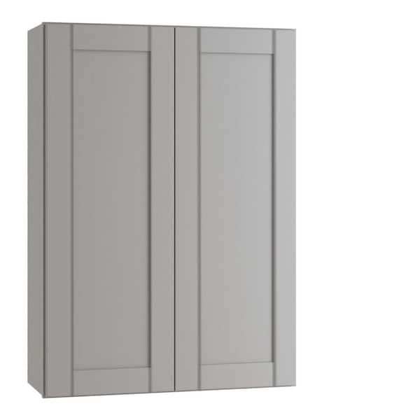 Washington Veiled Gray Plywood Shaker Assembled Wall Kitchen Cabinet 3 Shelves Soft Close 33 in W x 12 in D x 42 in H