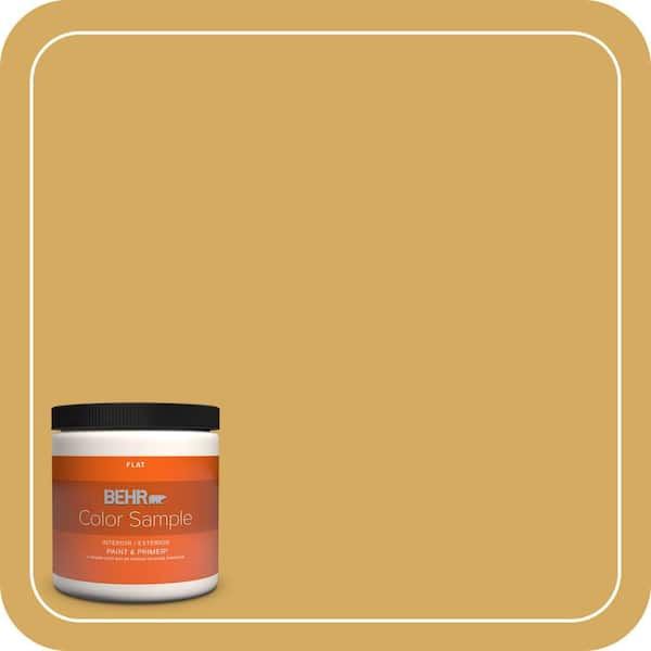 BEHR PREMIUM PLUS 8 oz. #350D-5 French Pale Gold Flat Interior/Exterior Paint & Primer Color Sample