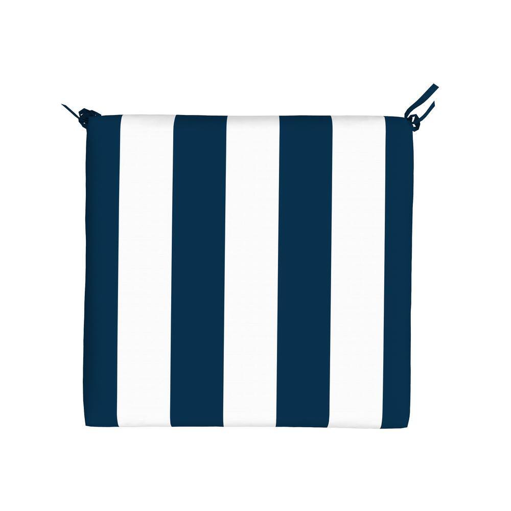 Navy and White Stripe All-Weather Outdoor Seat Cushion Pair