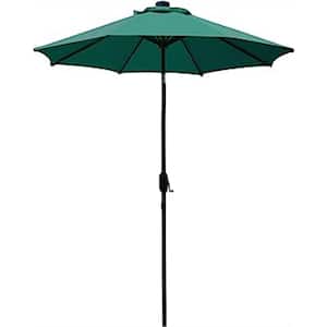 9 ft. Aluminum Beach Crank and Tilt Patio Umbrella with 8-Sturdy Ribs in Dark Green