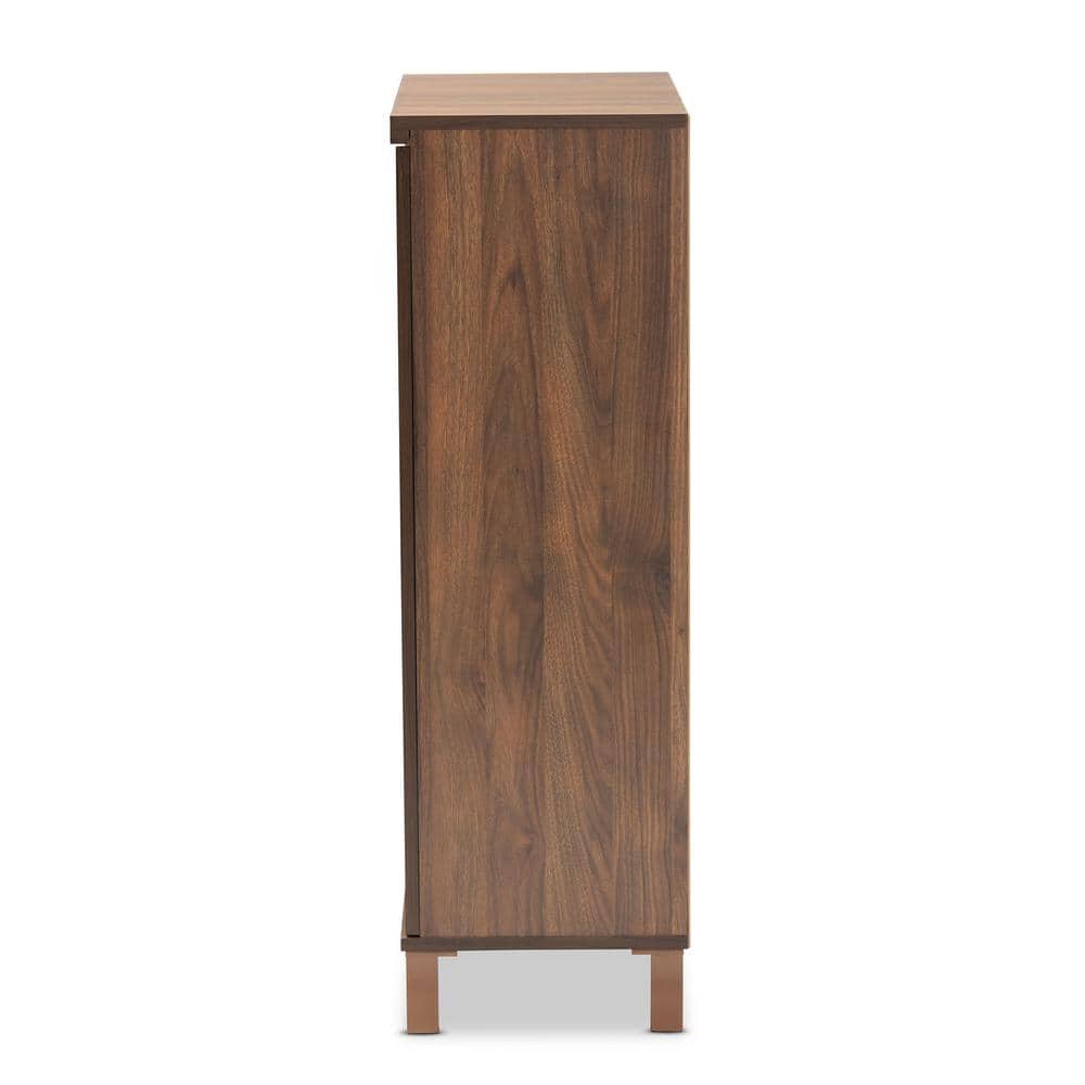 Walnut Brown and Dark Gray 2-Door Shoe Storage Cabinet