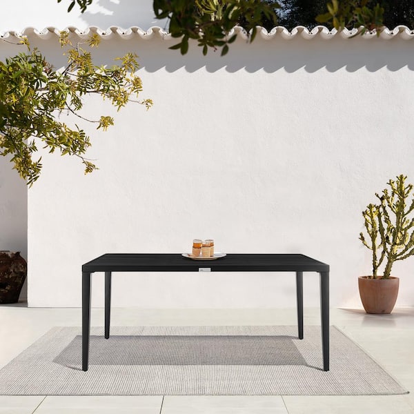 Aileen Black Rectangular Aluminum Outdoor Dining Table