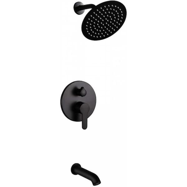 4-Spray Patterns with 2.5 GPM 7.87 in. H Wall Mount Rain Fixed Shower Head in Black