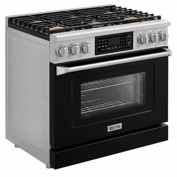 Tilt Panel 36 in. 6-Burner Freestanding Propane Gas Range w/ 6.2 cu. ft. Self-Cleaning Air Fry Convection Oven in Black