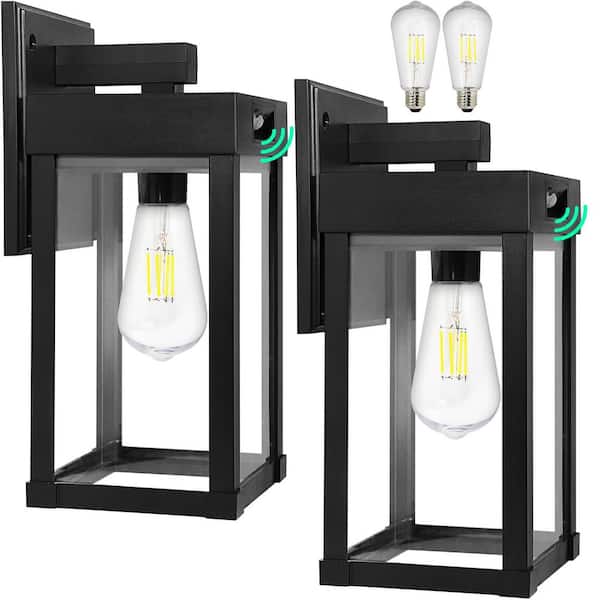 2-Pack Solar Wall Lanterns with 3-Lighting Modes & Motion Sensor, Porch Light Fixture Outside Waterproof