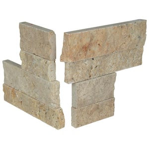 Roman Beige Mini Ledger Corner 4.5 in. x 9 in. Natural Splitface Travertine Wall Tile (4 sq. ft. / case)