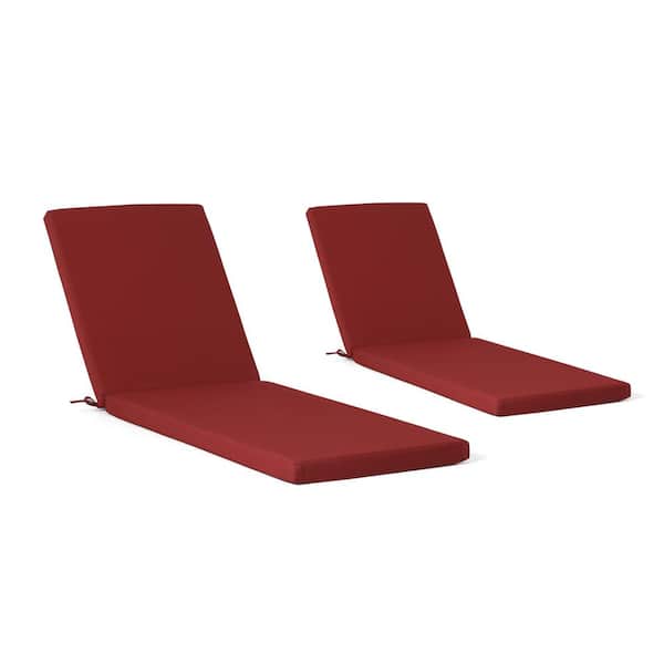 FadingFree (Set of 2) 22.5 in. x 28 in. x 2.5 in. Outdoor Patio Chaise Lounge Chair Cushion Set in Red