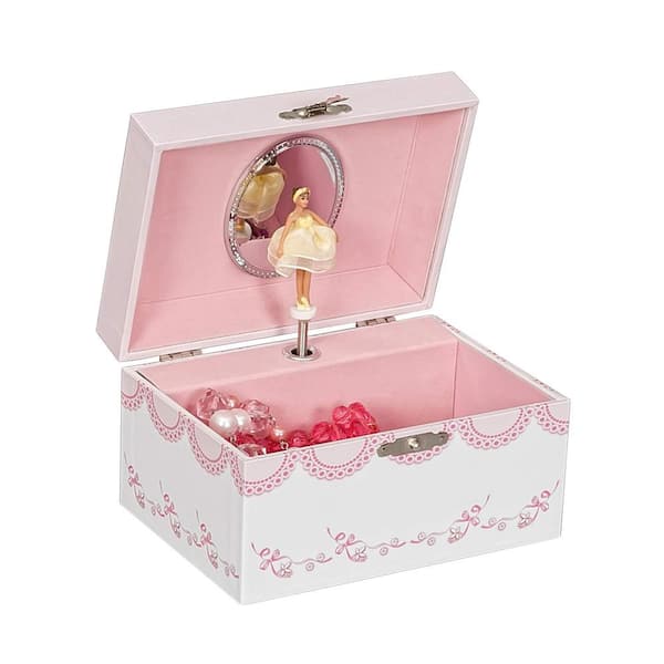 Mele & Co Cora Original Twirling Blonde Hair Ballerina Pink Ballet Dancer Slippers White Painted Musical First Jewelry Box